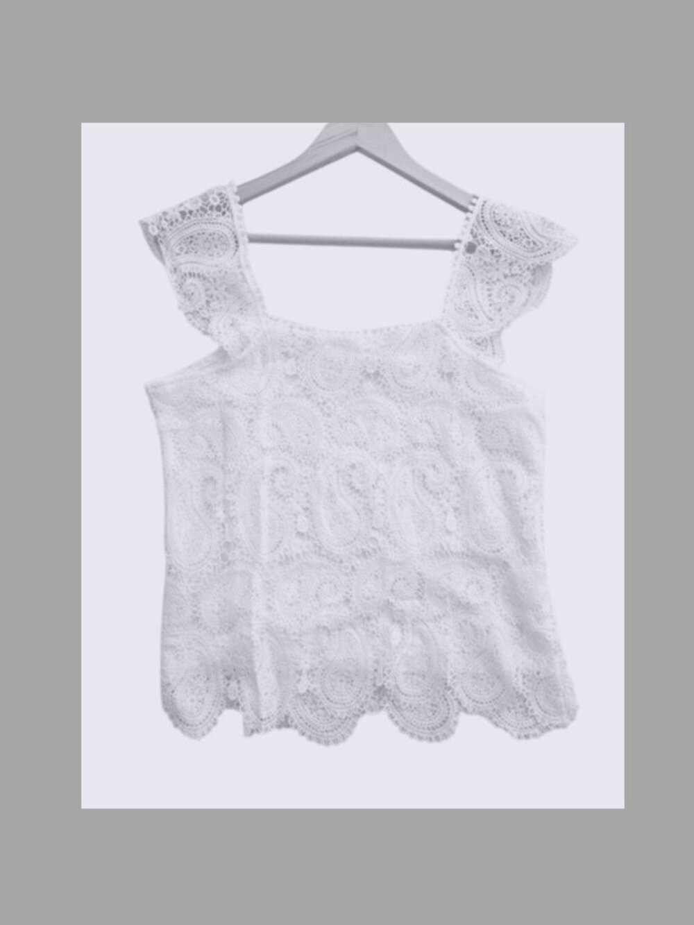 NEW Lace Crochet Top Boho Western Festival White Blouse Pom Pom Coastal Large